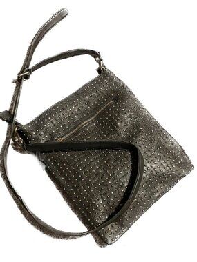 Plinio Visonà Studded Italian Leather Crossbody Bag - Black